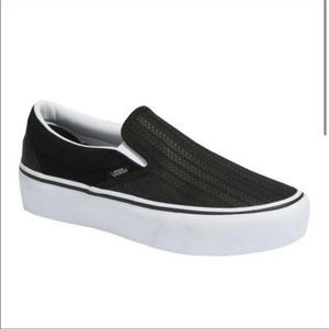Vans Classic Slip On Suede Emboss Black White Women’s Size 6.5 Men’s 5